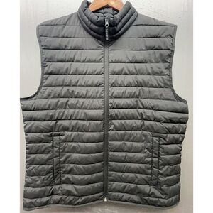 Gap Puffer Vest Men XL Black Cold Control Water Resistant Coated Full Zip Jacket